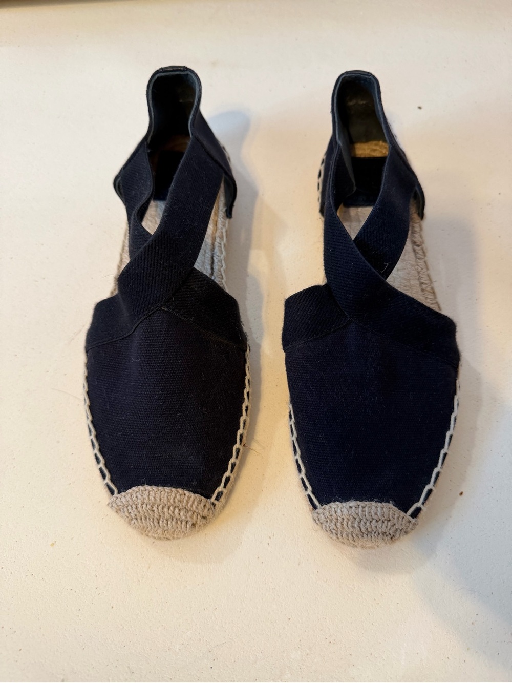 Tory Burch | Black Canvas Espadrille Flats with Crisscross Strap | US 8